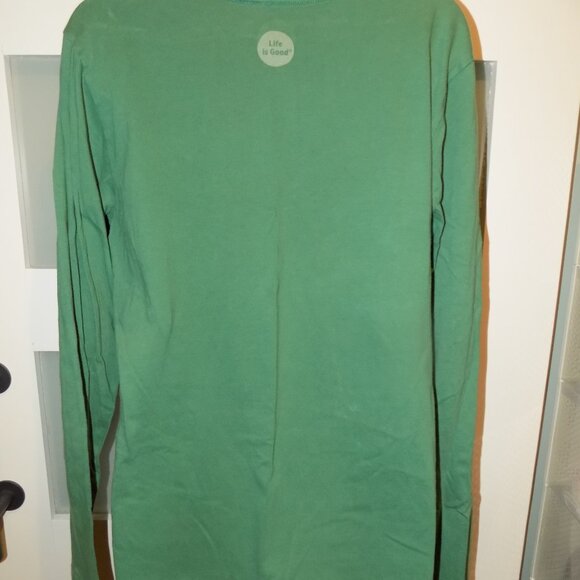 Life is Good Crusher Tee Clasic Fit Green LS Football Helmet Shirt Size L Womens - Picture 3 of 3